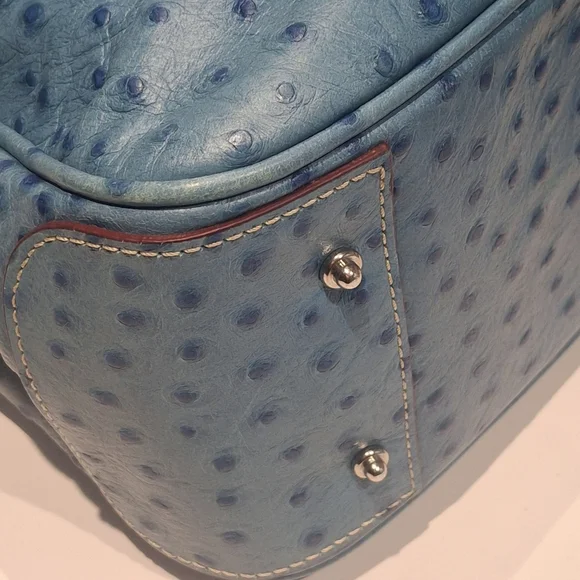 EUC Dooney & Bourke Teal Ostrich Leather 2-Way Medium Top Handle Satchel OS - Picture 9 of 16